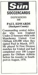 1978-79 The Sun Soccercards #400 Paul Edwards Back