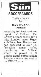 1978-79 The Sun Soccercards #403 Ray Evans Back