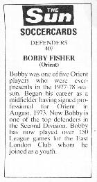 1978-79 The Sun Soccercards #407 Bobby Fisher Back