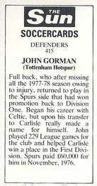 1978-79 The Sun Soccercards #415 John Gorman Back