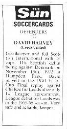 1978-79 The Sun Soccercards #422 David Harvey Back