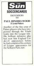 1978-79 The Sun Soccercards #426 Paul Hinshelwood Back