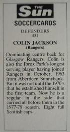 1978-79 The Sun Soccercards #431 Colin Jackson Back