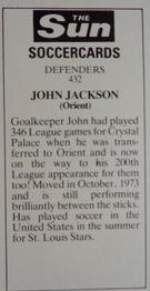 1978-79 The Sun Soccercards #432 John Jackson Back