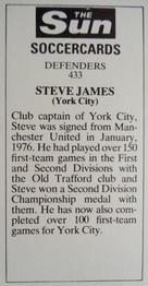 1978-79 The Sun Soccercards #433 Steve James Back