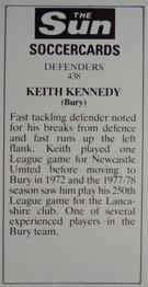 1978-79 The Sun Soccercards #438 Keith Kennedy Back
