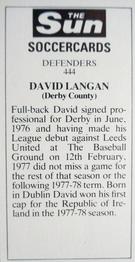 1978-79 The Sun Soccercards #444 David Langan Back