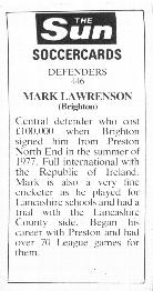 1978-79 The Sun Soccercards #446 Mark Lawrenson Back