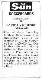 1978-79 The Sun Soccercards #448 David Latchford Back