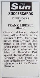 1978-79 The Sun Soccercards #451 Frank Liddell Back
