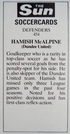 1978-79 The Sun Soccercards #454 Hamish McAlpine Back