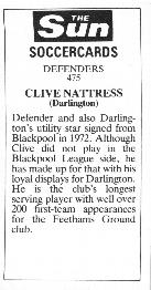1978-79 The Sun Soccercards #475 Clive Nattress Back