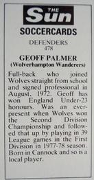 1978-79 The Sun Soccercards #478 Geoff Palmer Back