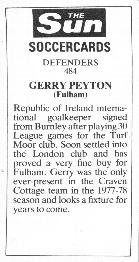 1978-79 The Sun Soccercards #484 Gerry Peyton Back