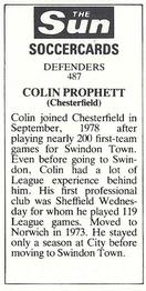 1978-79 The Sun Soccercards #487 Colin Prophett Back