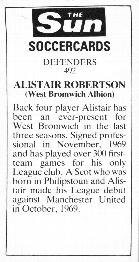 1978-79 The Sun Soccercards #492 Alistair Robertson Back