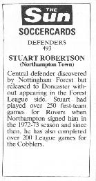 1978-79 The Sun Soccercards #493 Stuart Robertson Back