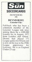 1978-79 The Sun Soccercards #496 Dennis Rofe Back