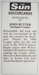 1978-79 The Sun Soccercards #497 John Rutter Back