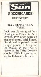 1978-79 The Sun Soccercards #499 David Serella Back