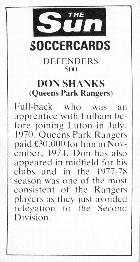 1978-79 The Sun Soccercards #500 Don Shanks Back