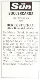 1978-79 The Sun Soccercards #509 Derek Statham Back