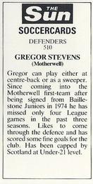 1978-79 The Sun Soccercards #510 Gregor Stevens Back