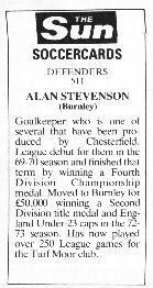 1978-79 The Sun Soccercards #511 Alan Stevenson Back