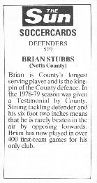 1978-79 The Sun Soccercards #519 Brian Stubbs Back
