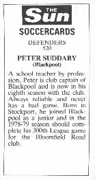 1978-79 The Sun Soccercards #520 Peter Suddaby Back