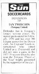1978-79 The Sun Soccercards #528 Ian Twitchin Back