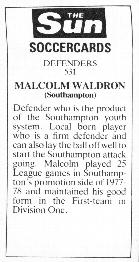 1978-79 The Sun Soccercards #531 Malcolm Waldron Back