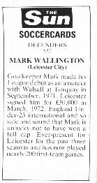 1978-79 The Sun Soccercards #532 Mark Wallington Back