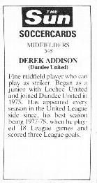 1978-79 The Sun Soccercards #548 Derek Addison Back