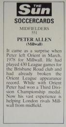 1978-79 The Sun Soccercards #551 Peter Allen Back