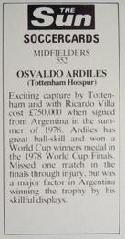 1978-79 The Sun Soccercards #552 Ossie Ardiles Back