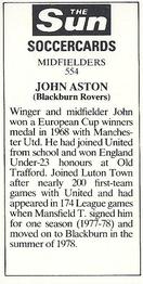 1978-79 The Sun Soccercards #554 John Aston Back