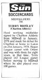 1978-79 The Sun Soccercards #566 Terry Brisley Back