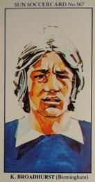 1978-79 The Sun Soccercards #567 Kevan Broadhurst Front