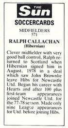 1978-79 The Sun Soccercards #571 Ralph Callachan Back