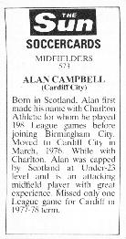 1978-79 The Sun Soccercards #573 Alan Campbell Back