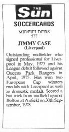 1978-79 The Sun Soccercards #577 Jimmy Case Back