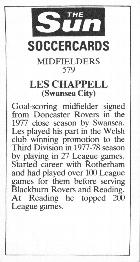 1978-79 The Sun Soccercards #579 Les Chappell Back