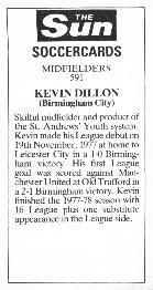1978-79 The Sun Soccercards #591 Kevin Dillon Back
