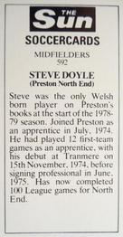 1978-79 The Sun Soccercards #592 Steve Doyle Back