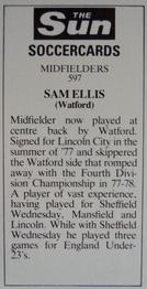 1978-79 The Sun Soccercards #597 Sam Ellis Back