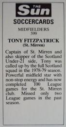 1978-79 The Sun Soccercards #599 Tony Fitzpatrick Back