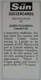 1978-79 The Sun Soccercards #601 John Fleming Back