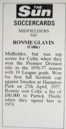 1978-79 The Sun Soccercards #610 Ronnie Glavin Back