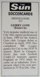 1978-79 The Sun Soccercards #612 Gerry Gow Back